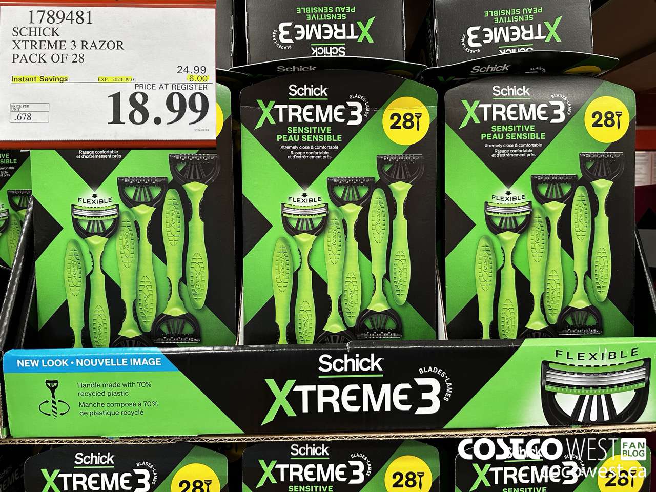 1789481 SCHICK XTREME 3 RAZOR PACK OF 28 ($6.00 INSTANT SAVINGS EXPIRES ON 2024-09-01) $18.99
