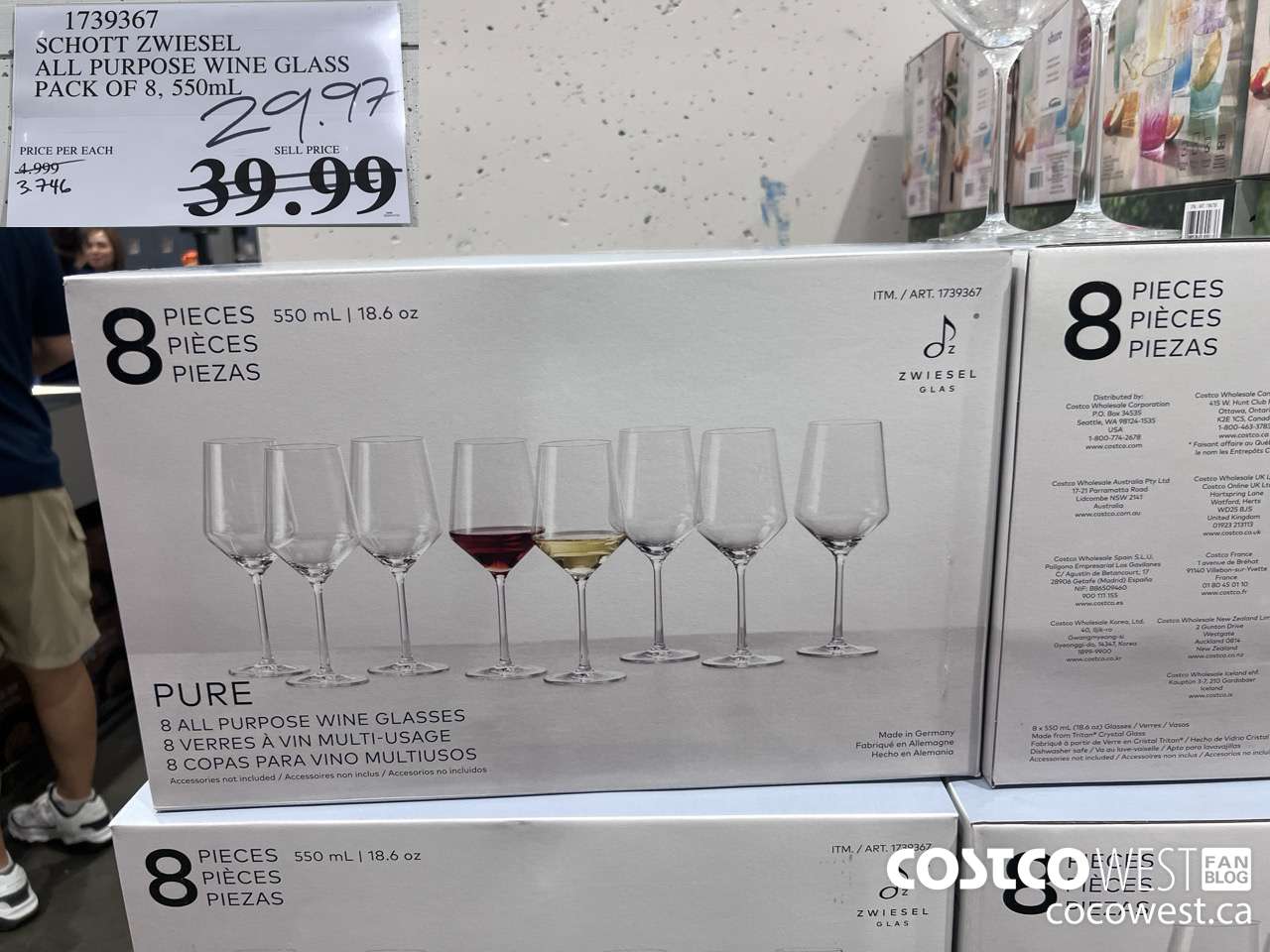 1739367 SCHOTT ZWIESEL ALL PURPOSE WINE GLASS PACK OF 8, 550mL $29.97