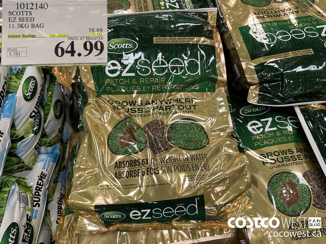 1012140 SCOTTS EZ SEED 11.3KG BAG ($15.00 INSTANT SAVINGS EXPIRES ON 2024-08-11) $64.99