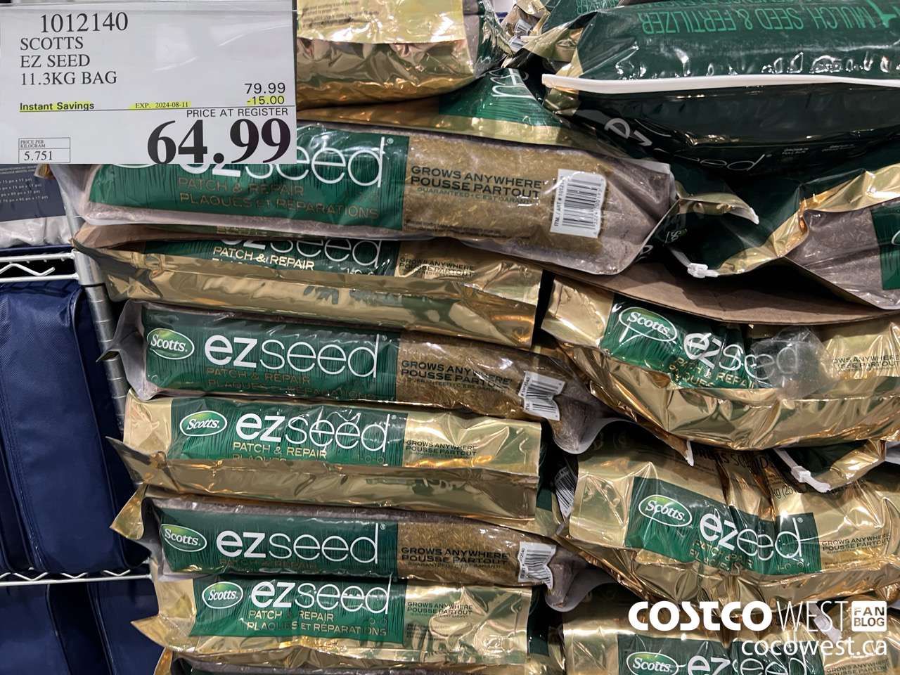 1012140 SCOTTS EZ SEED 11.3KG BAG ($15.00 INSTANT SAVINGS EXPIRES ON 2024-08-11) $64.99