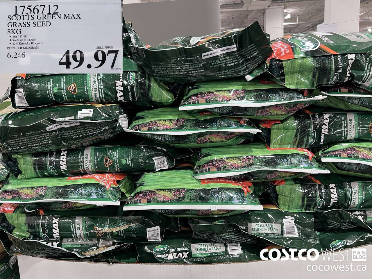 1756712 SCOTTS GREEN MAX GRASS SEED 8KG $49.97