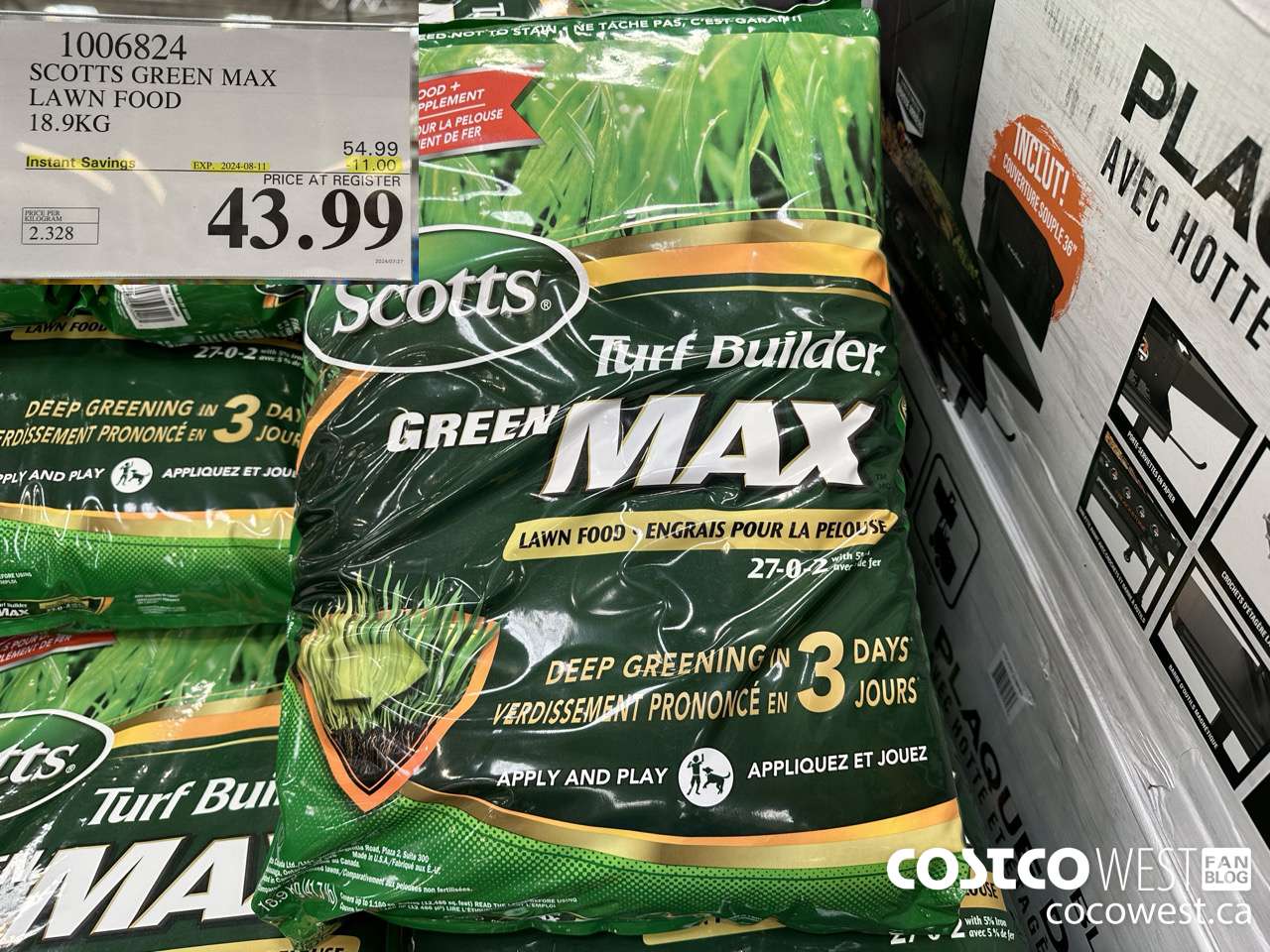 1006824 SCOTTS GREEN MAX LAWN FOOD 18.9KG ($11.00 INSTANT SAVINGS EXPIRES ON 2024-08-11) $43.99