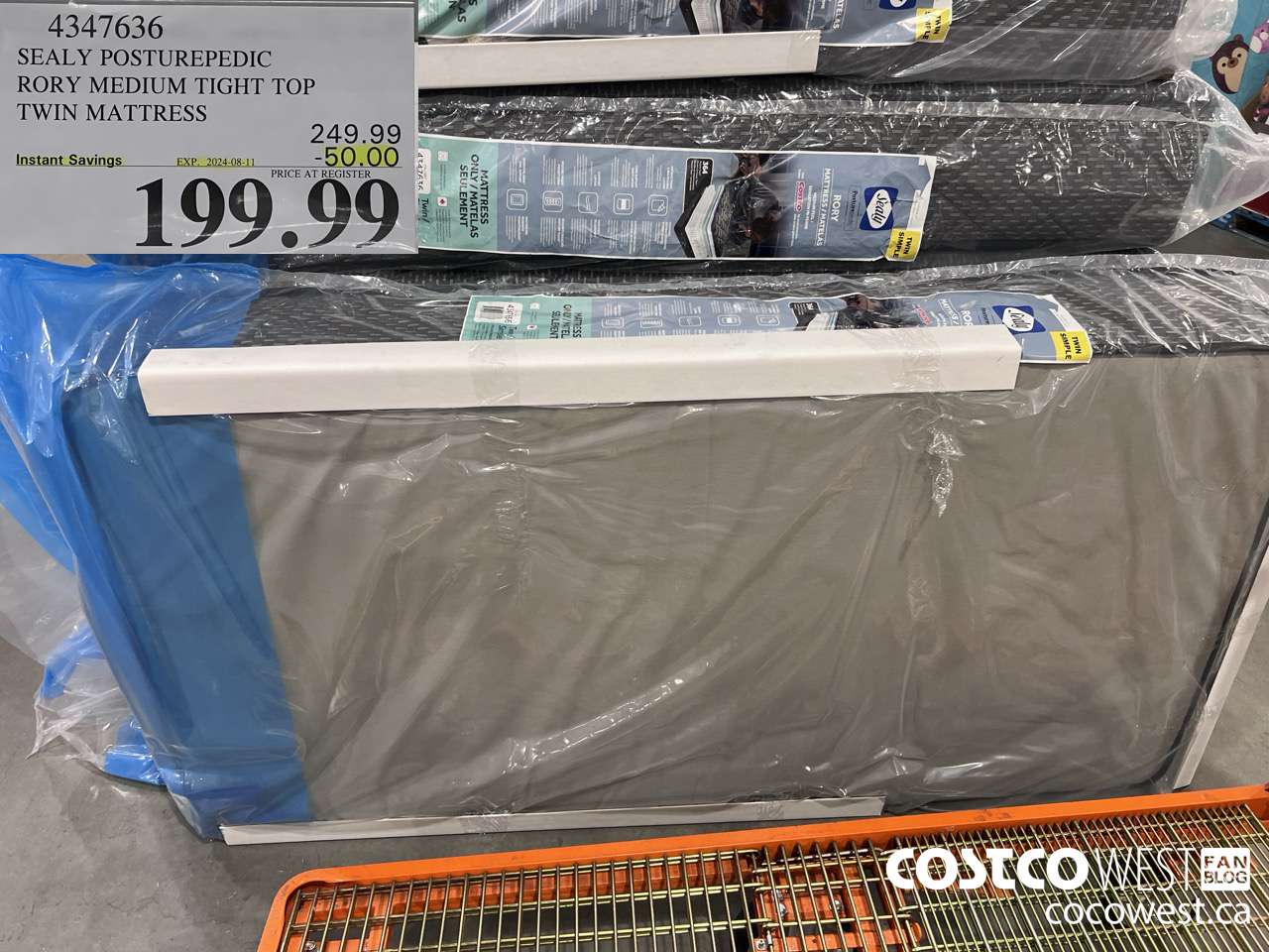 4347636 SEALY POSTUREPEDIC RORY MEDIUM TIGHT TOP TWIN MATTRESS ($50.00 INSTANT SAVINGS EXPIRES ON 2024-08-11) $199.99