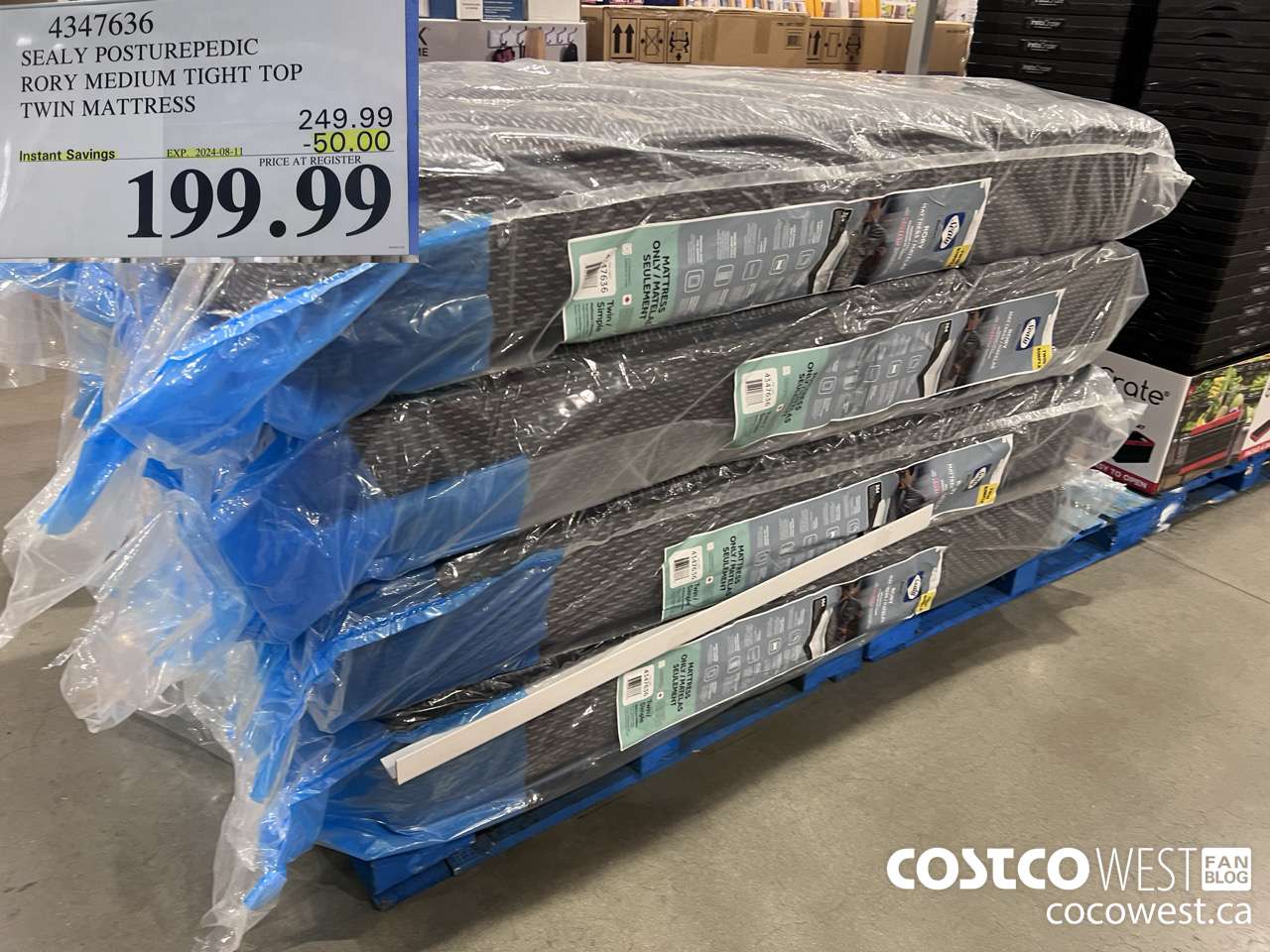 4347636 SEALY POSTUREPEDIC RORY MEDIUM TIGHT TOP TWIN MATTRESS ($50.00 INSTANT SAVINGS EXPIRES ON 2024-08-11) $199.99