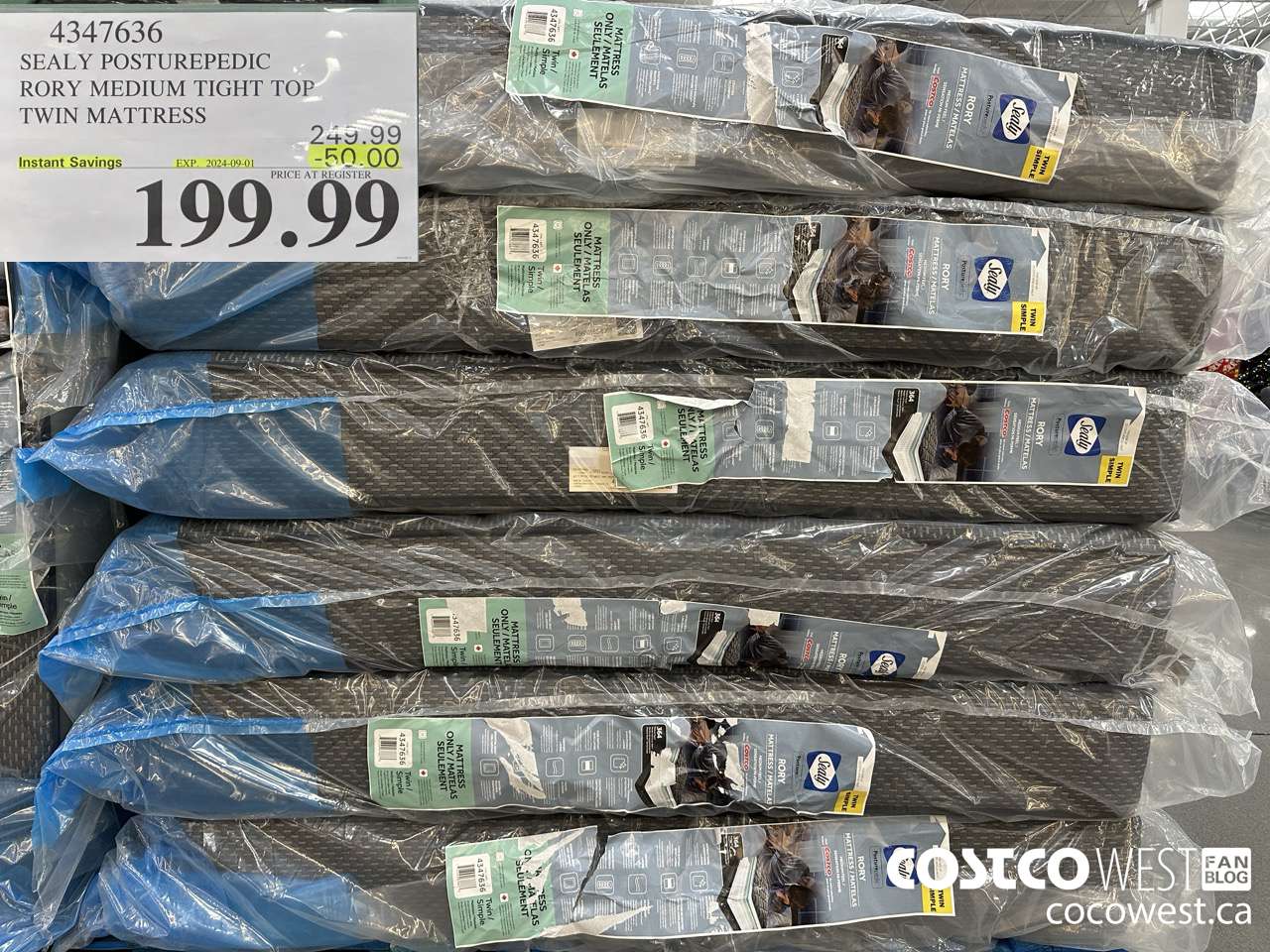 4347636 SEALY POSTUREPEDIC RORY MEDIUM TIGHT TOP TWIN MATTRESS ($50.00 INSTANT SAVINGS EXPIRES ON 2024-09-01) $199.99