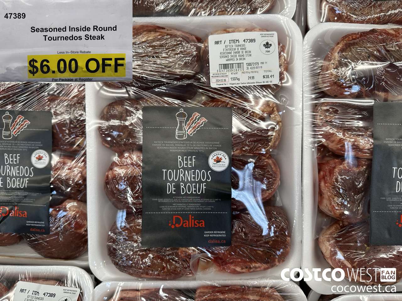 47389 SEASONED INSIDE ROUND TOURNEDOS STEAK ($6.00 INSTANT SAVINGS)