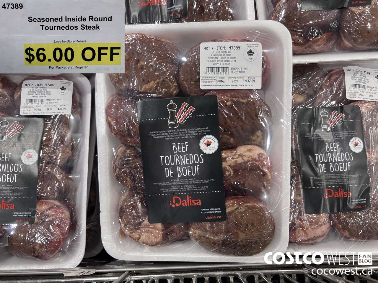 47389 SEASONED INSIDE ROUND TOURNEDOS STEAK ($6.00 INSTANT SAVINGS)