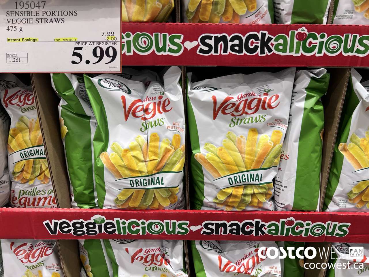 195047 SENSIBLE PORTIONS VEGGIE STRAWS 475 g ($2.00 INSTANT SAVINGS EXPIRES ON 2024-08-11) $5.99