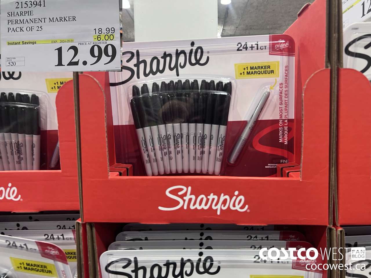 2153941 SHARPIE PERMANENT MARKER PACK OF 25 ($6.00 INSTANT SAVINGS EXPIRES ON 2024-09-01) $12.99