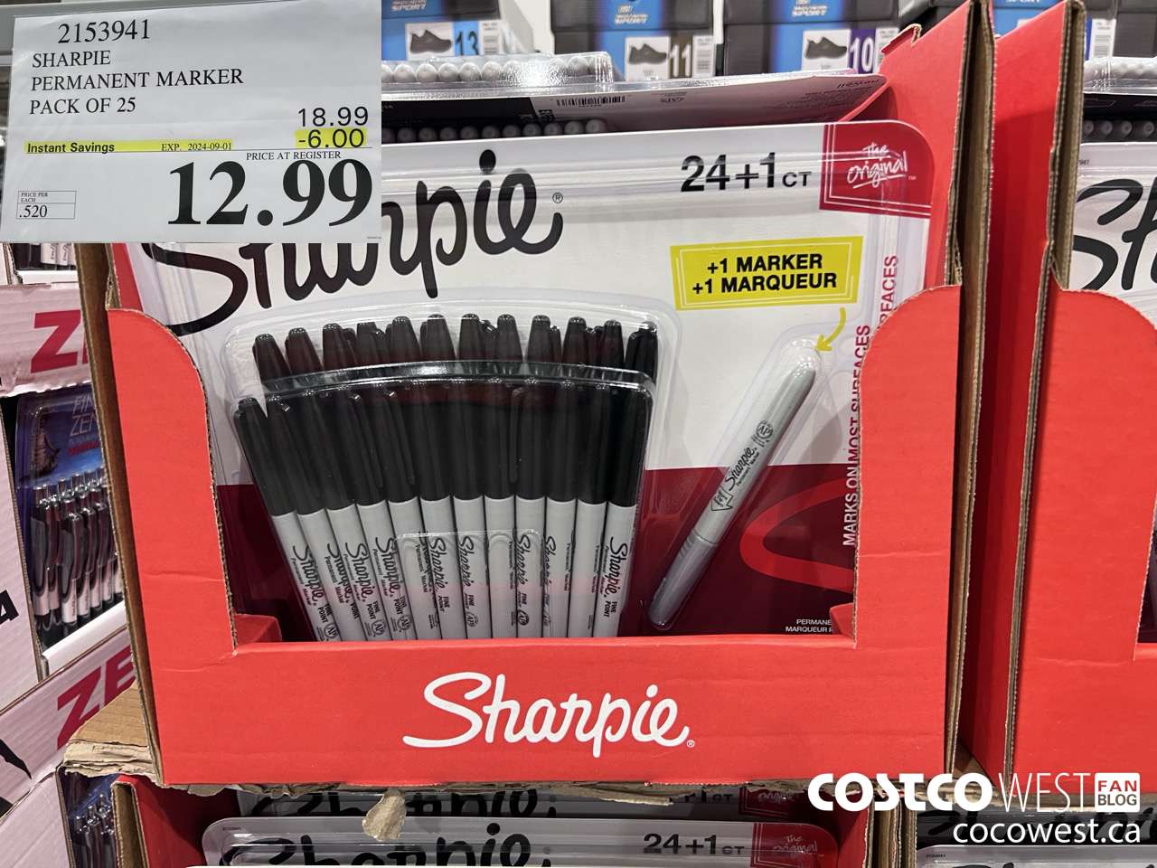 2153941 SHARPIE PERMANENT MARKER PACK OF 25 ($6.00 INSTANT SAVINGS EXPIRES ON 2024-09-01) $12.99