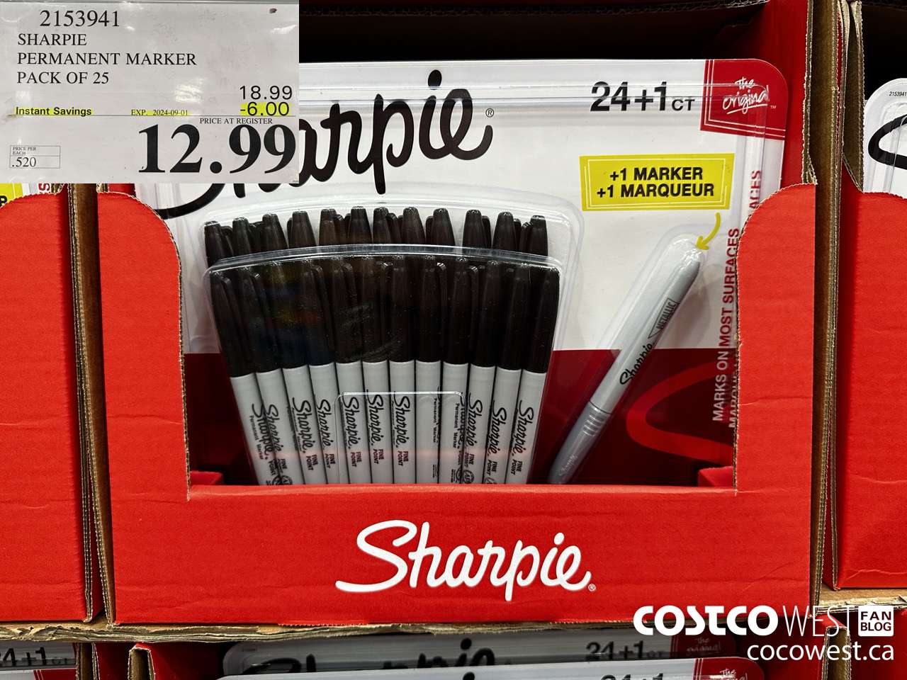 2153941 SHARPIE PERMANENT MARKER PACK OF 25 ($6.00 INSTANT SAVINGS EXPIRES ON 2024-09-01) $12.99