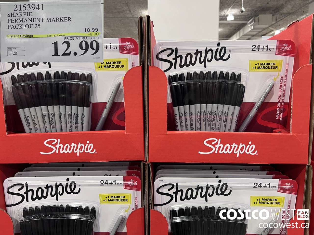 2153941 SHARPIE PERMANENT MARKER PACK OF 25 ($6.00 INSTANT SAVINGS EXPIRES ON 2024-09-01) $12.99