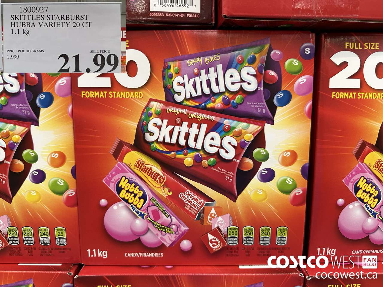 1800927 SKITTLES STARBURST HUBBA VARIETY 20 CT 1.1KG $21.99