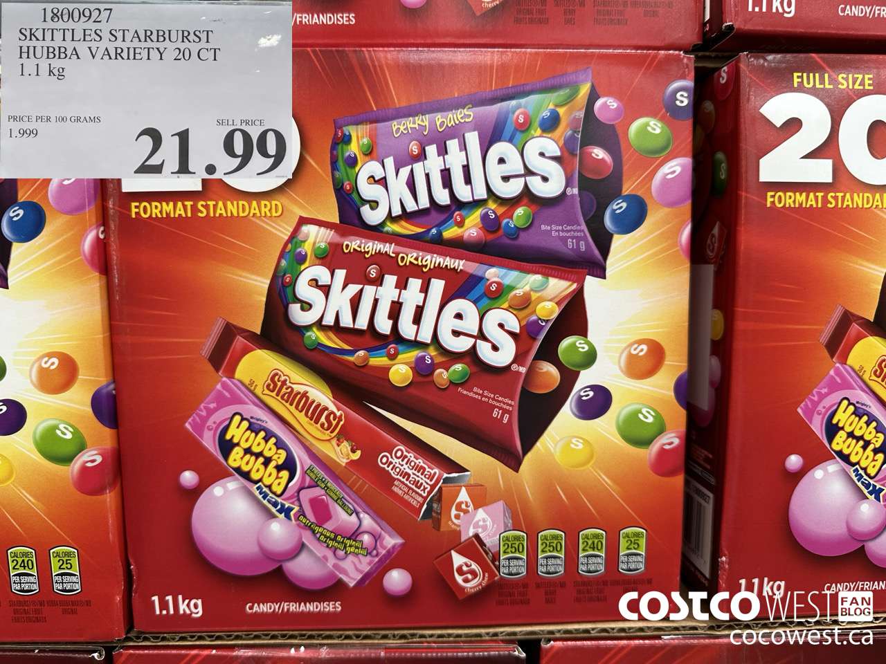 1800927 SKITTLES STARBURST HUBBA VARIETY 20 CT 1.1KG $21.99