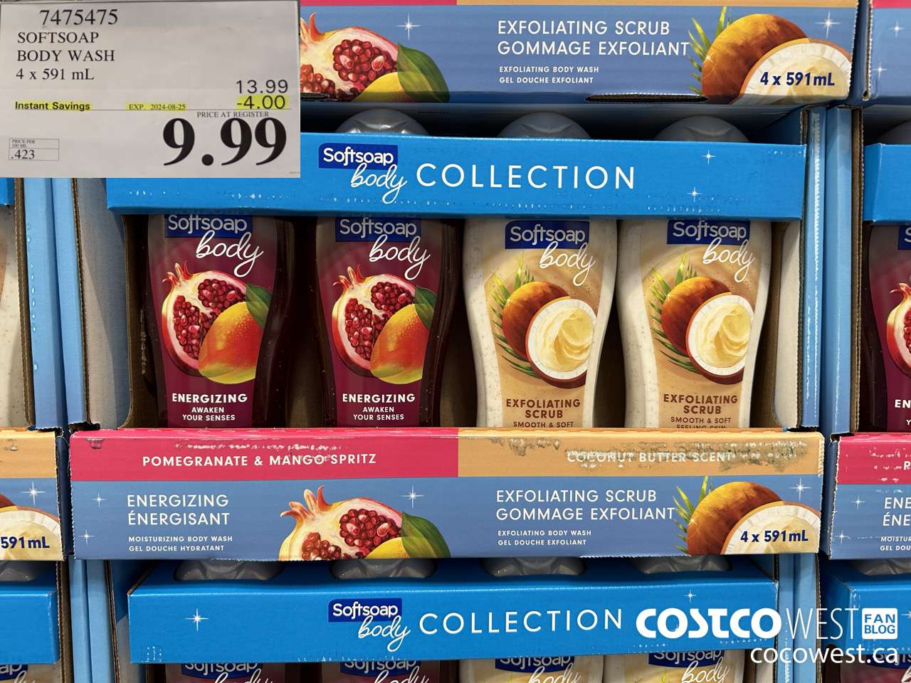 7475475 SOFTSOAP BODY WASH 4 x 591 mL ($4.00 INSTANT SAVINGS EXPIRES ON 2024-08-25) $9.99