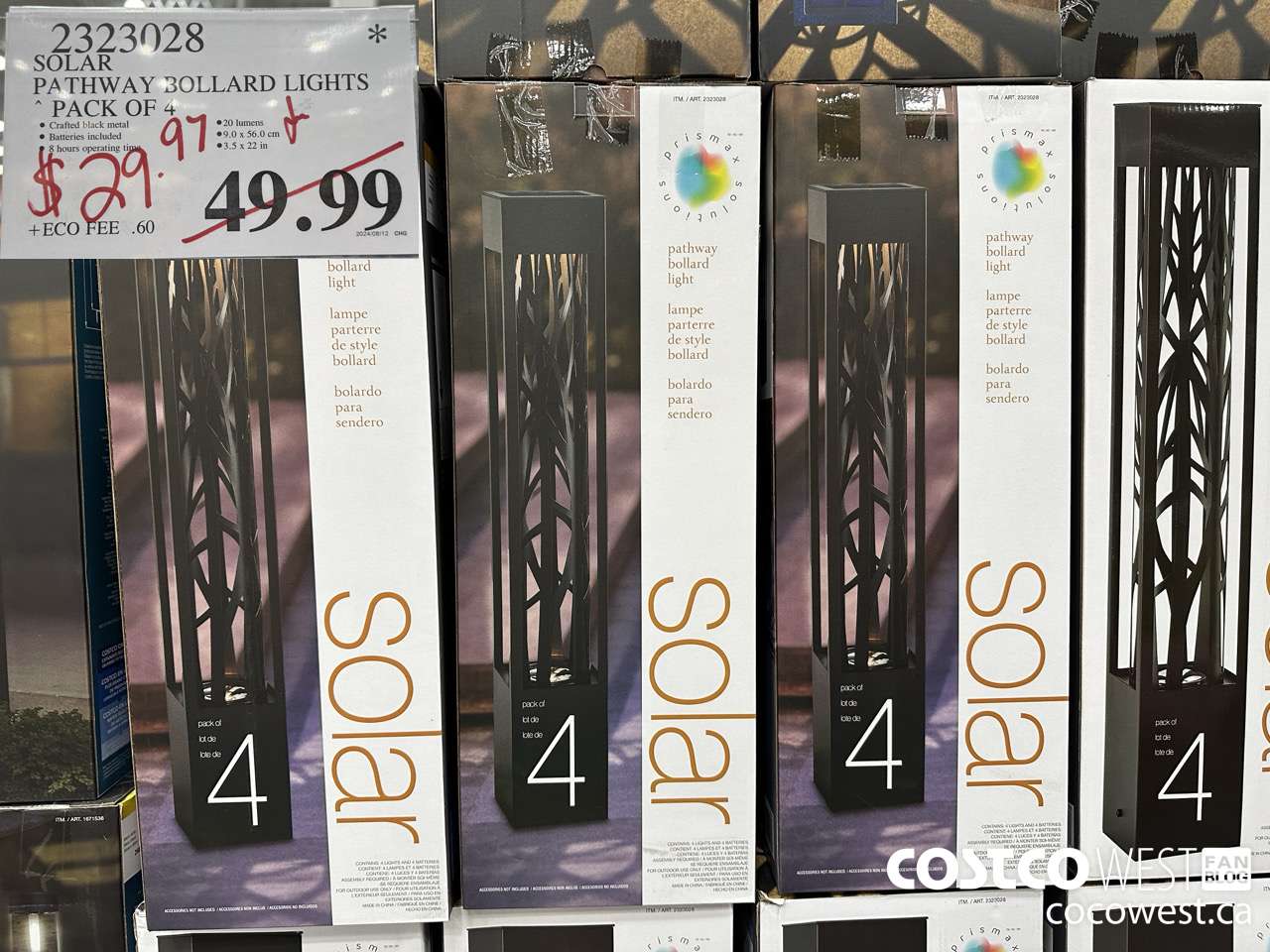 2323028 SOLAR PATHWAY BOLLARD LIGHTS PACK OF 4 $29.97