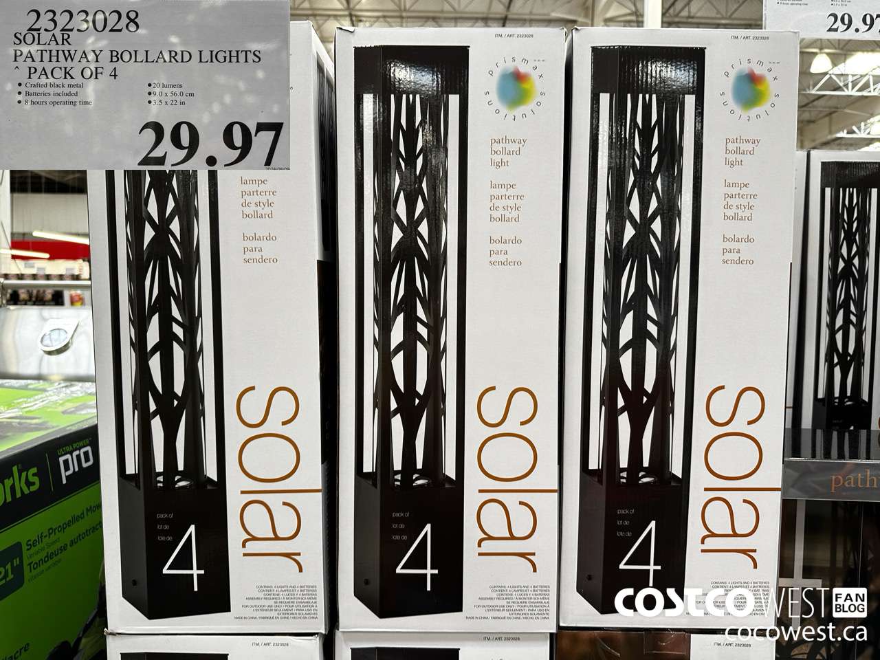 2323028 SOLAR PATHWAY BOLLARD LIGHTS PACK OF 4 $29.97