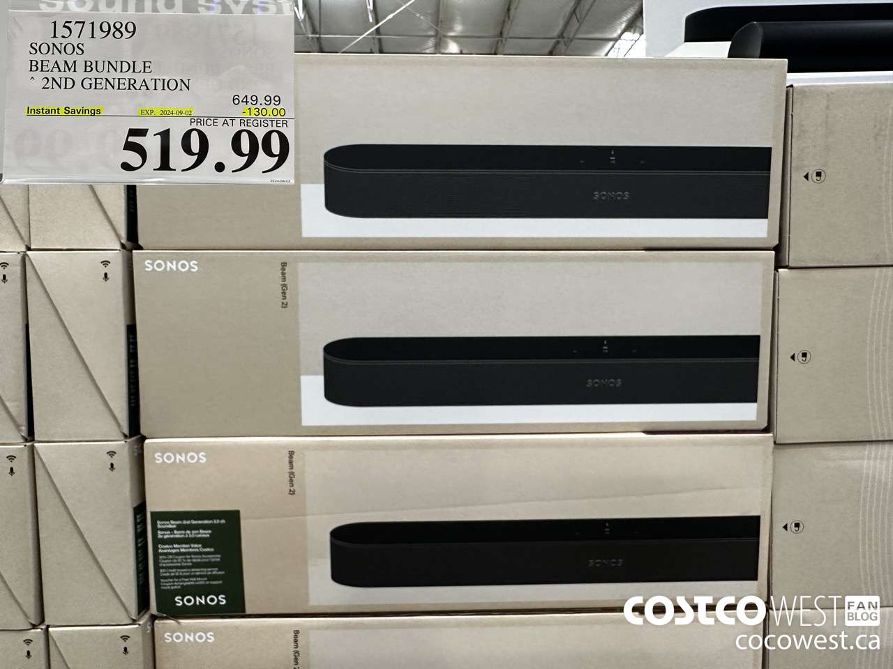 1571989 SONOS BEAM (GEN 2) BUNDLE ($130.00 INSTANT SAVINGS EXPIRES ON 2024-09-02) $519.99