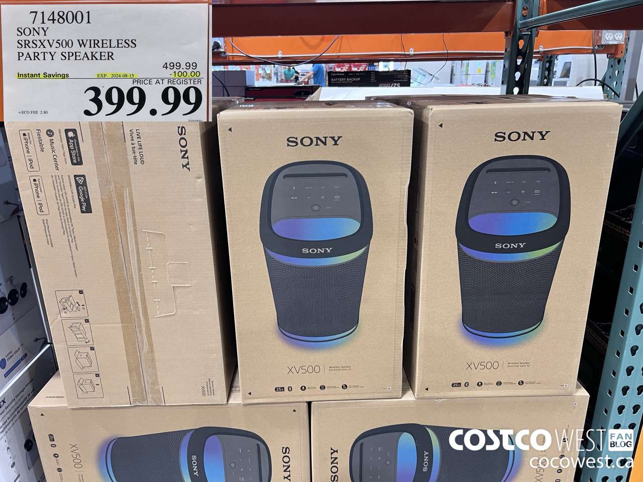 7148001 SONY SRSXV500 WIRELESS PARTY SPEAKER ($100.00 INSTANT SAVINGS EXPIRES ON 2024-08-15) $399.99