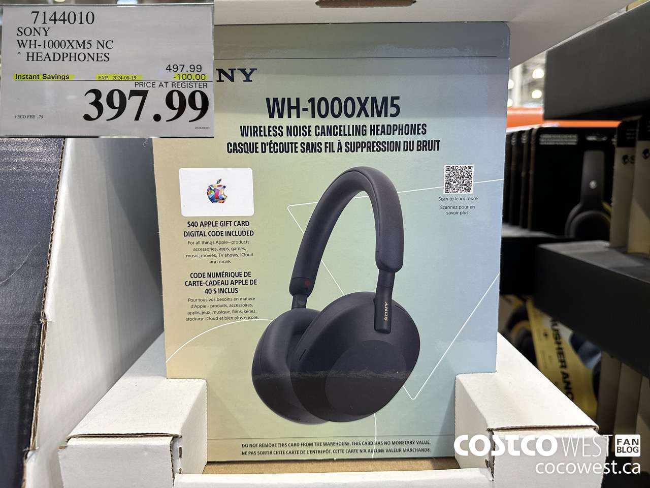 7144010 SONY WH-1000XM5 NC HEADPHONES ($100.00 INSTANT SAVINGS EXPIRES ON 2024-08-15) $397.99