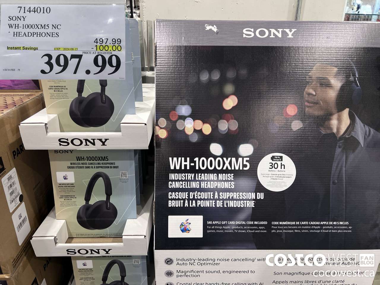 7144010 SONY WH-1000XM5 NC HEADPHONES ($100.00 INSTANT SAVINGS EXPIRES ON 2024-08-15) $397.99