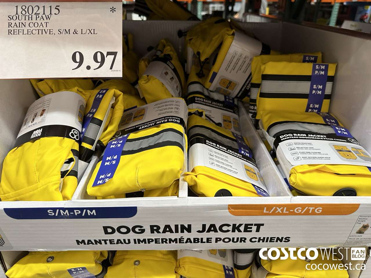 1802115 SOUTH PAW RAIN COAT REFLECTIVE S/M & L/XL $9.97