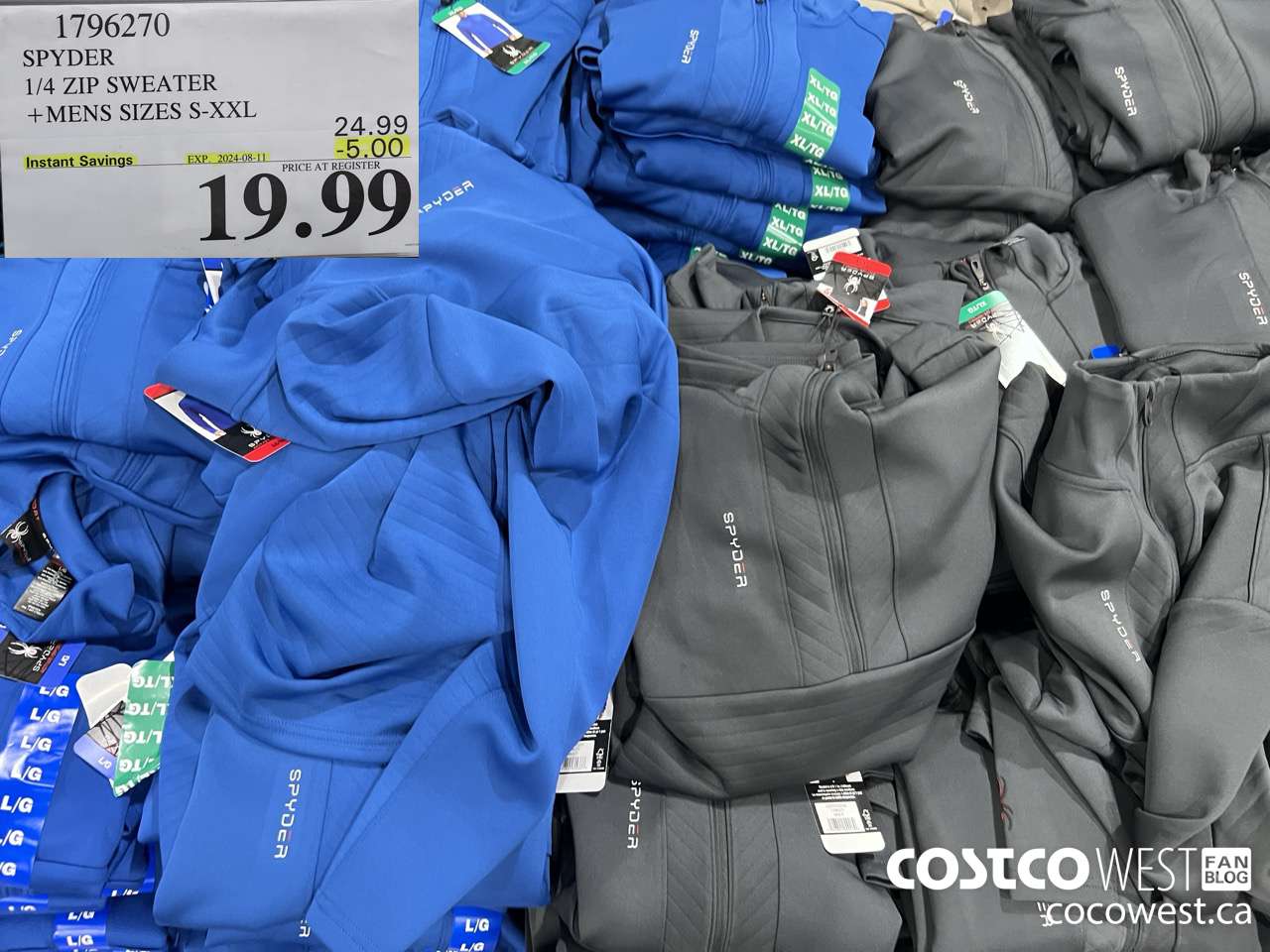 1796270 SPYDER 1/4 ZIP SWEATER MENS SIZES S-XXL ($5.00 INSTANT SAVINGS EXPIRES ON 2024-08-11) $19.99