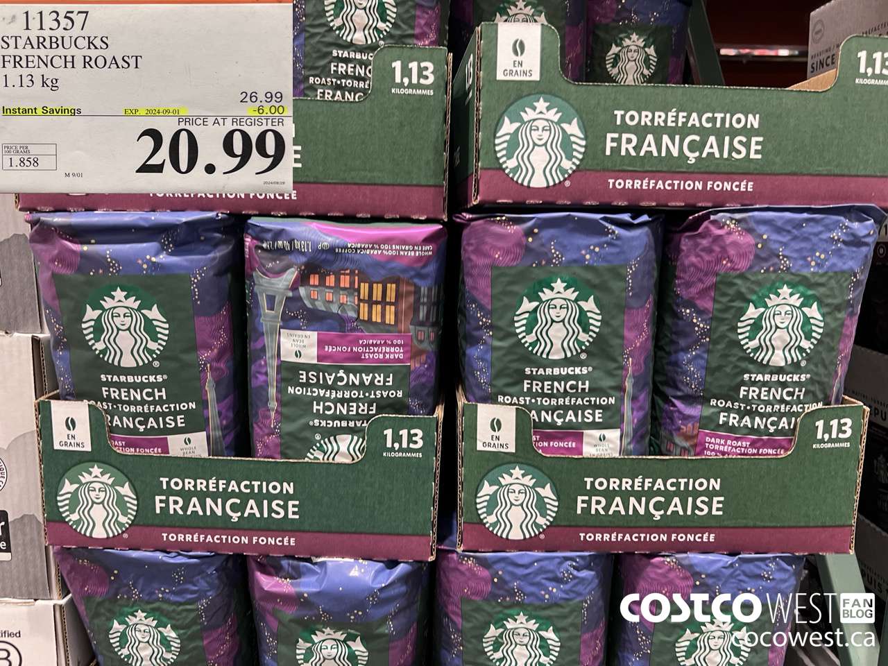 11357 STARBUCKS FRENCH ROAST 1.13KG ($6.00 INSTANT SAVINGS EXPIRES ON 2024-09-01) $20.99