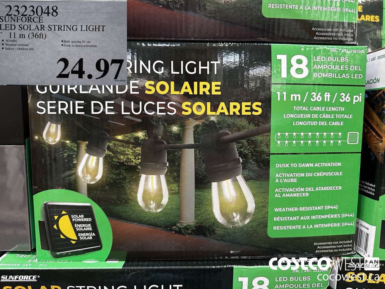 2323048 SUNFORCE LED SOLAR STRING LIGHT 11M (36FT) $24.97