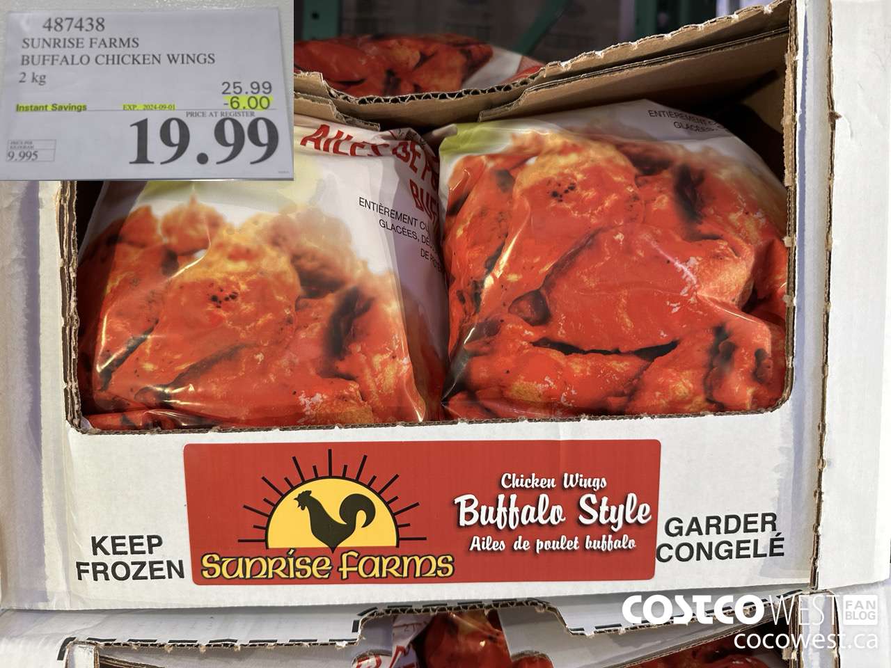 487438 SUNRISE FARMS BUFFALO CHICKEN WINGS 2 kg ($6.00 INSTANT SAVINGS EXPIRES ON 2024-09-01) $19.99