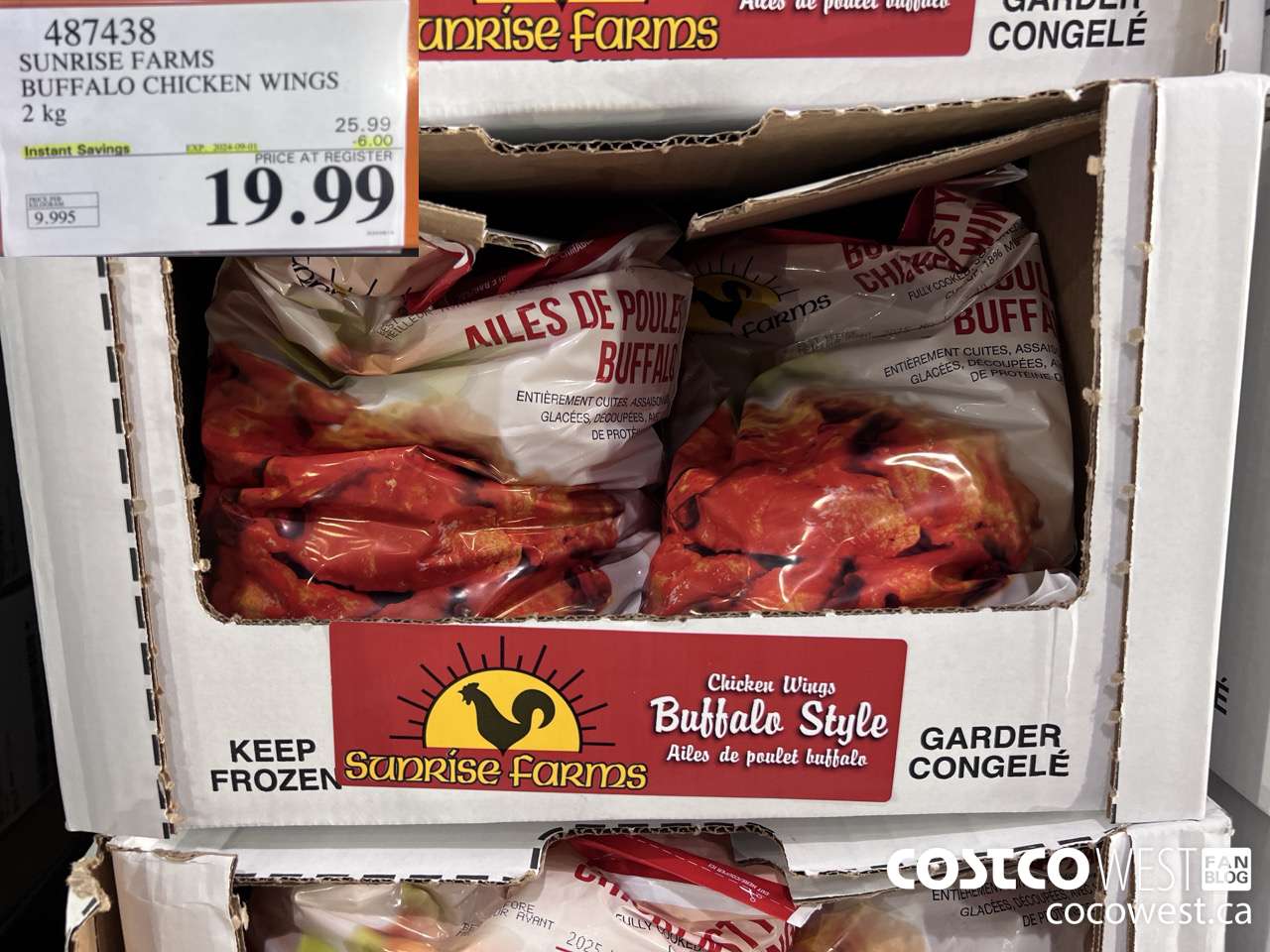 487438 SUNRISE FARMS BUFFALO CHICKEN WINGS 2 kg ($6.00 INSTANT SAVINGS EXPIRES ON 2024-09-01) $19.99