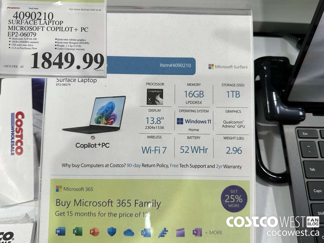 4090210 SURFACE LAPTOP MICROSOFT COPILOT + PC EP2-06079 $1849.99