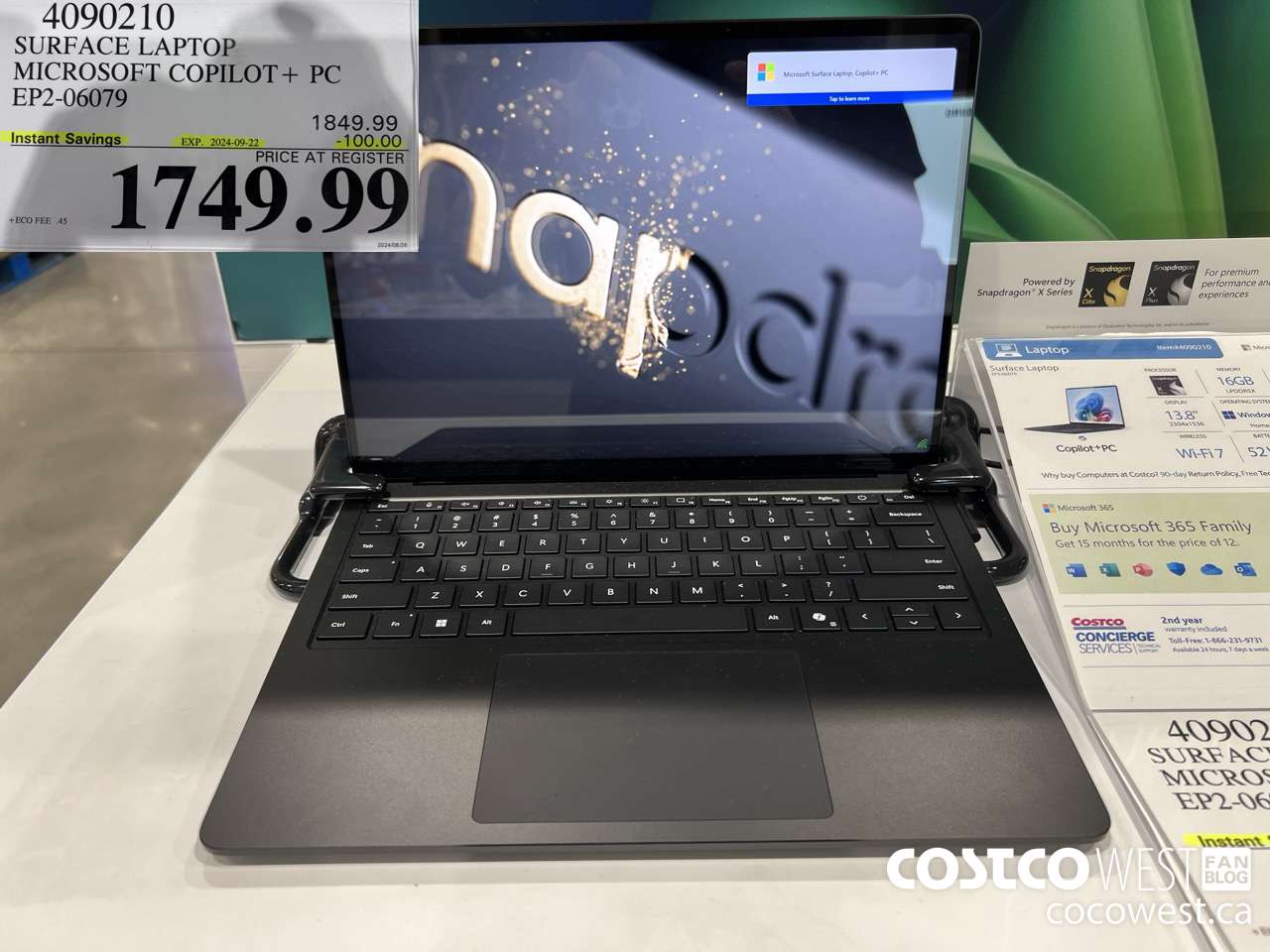 4090210 SURFACE LAPTOP MICROSOFT COPILOT + PC EP2-06079 ($100.00 INSTANT SAVINGS EXPIRES ON 2024-09-22) $1749.99