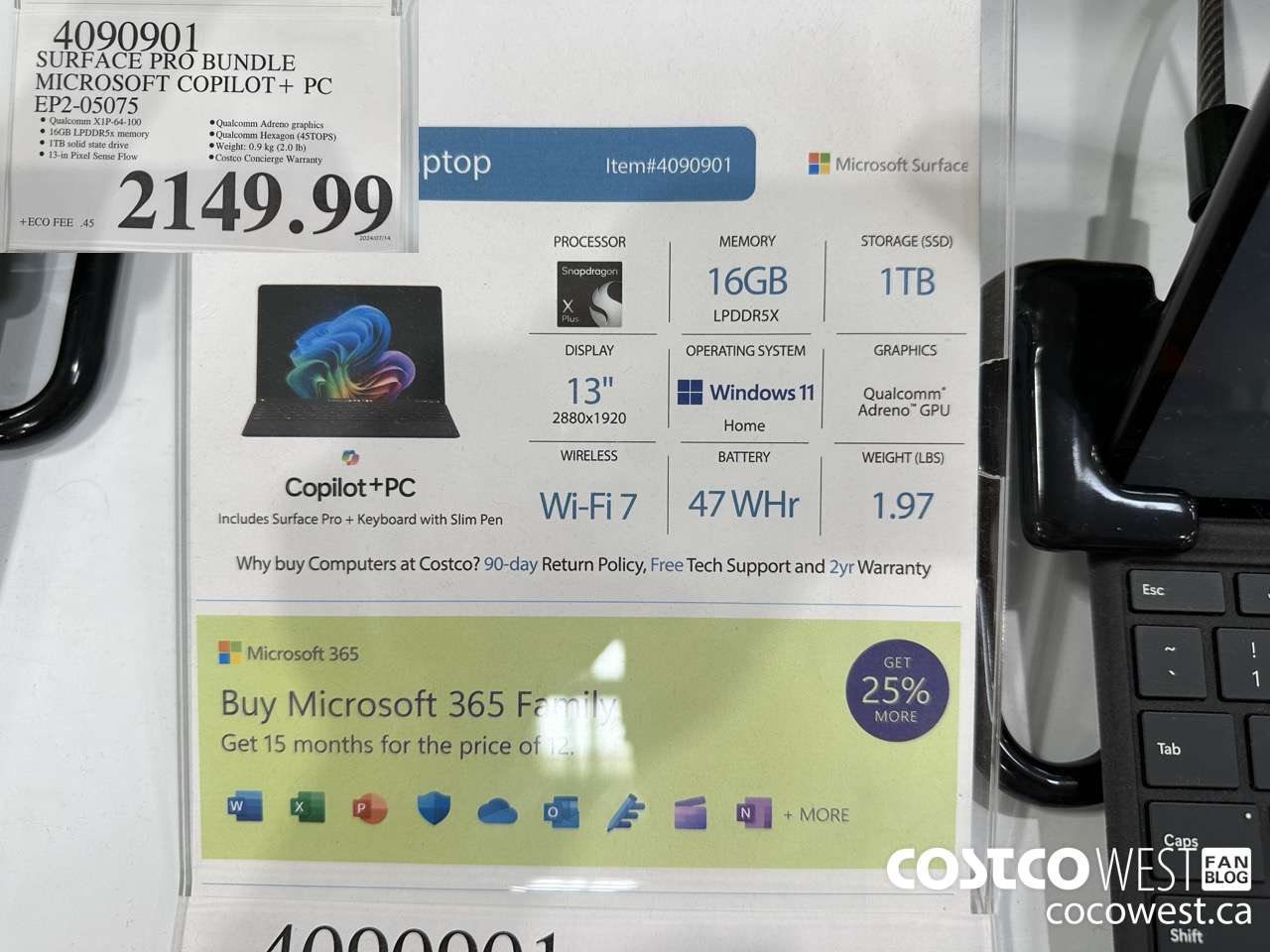 4090901 SURFACE PRO BUNDLE MICROSOFT COPILOT + PC EP2-05075 $2149.99