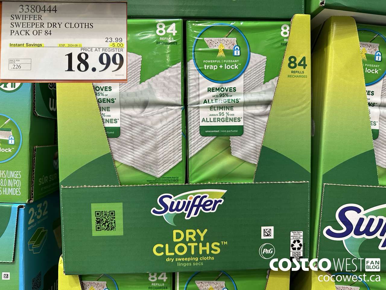 3380444 SWIFFER SWEEPER DRY CLOTHS PACK OF 84 ($5.00 INSTANT SAVINGS EXPIRES ON 2024-08-11) $18.99