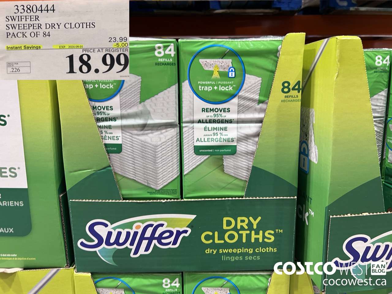 3380444 SWIFFER SWEEPER DRY CLOTHS PACK OF 84 ($5.00 INSTANT SAVINGS EXPIRES ON 2024-09-01) $18.99