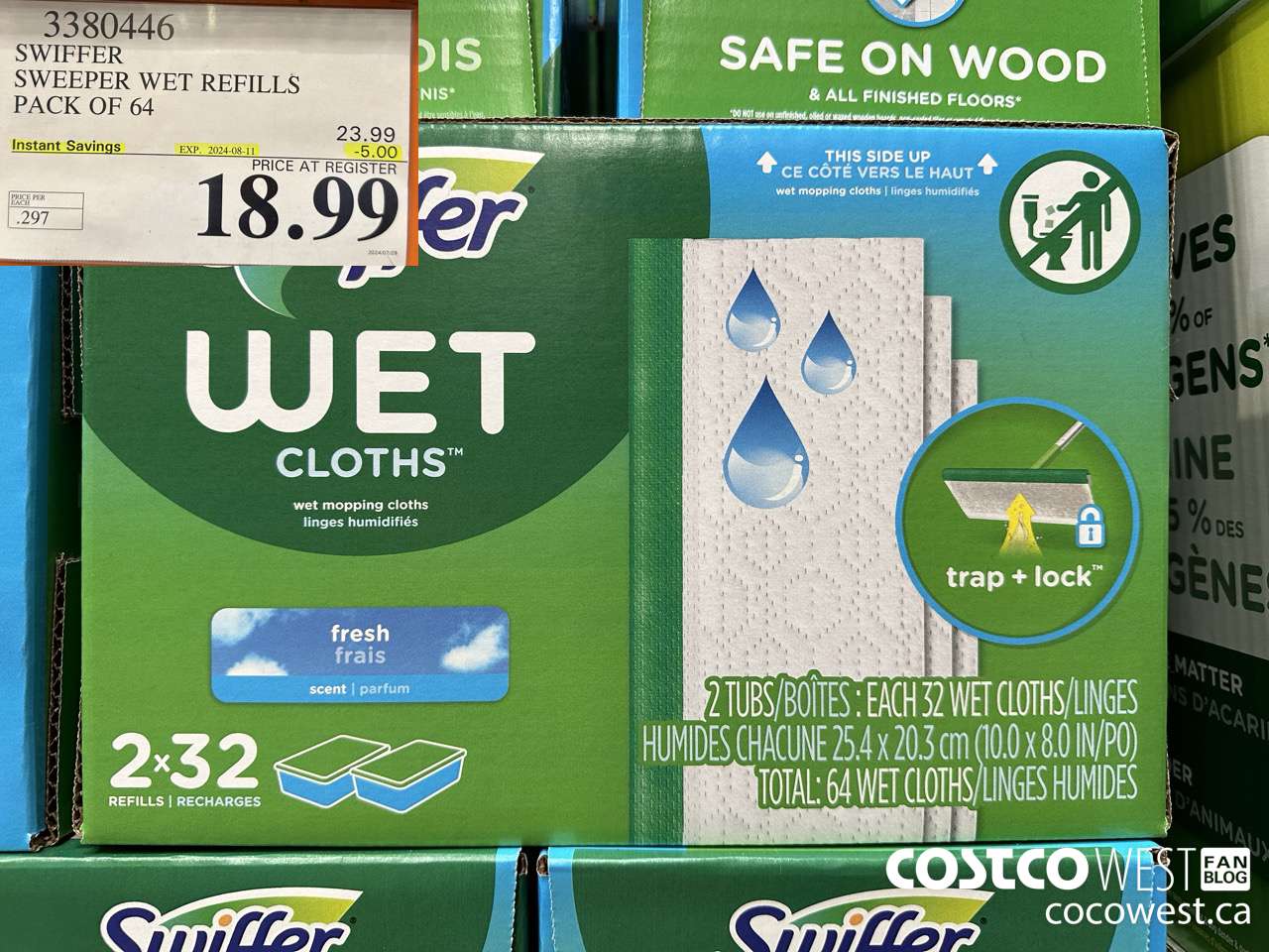 3380446 SWIFFER SWEEPER WET REFILLS PACK OF 64 ($5.00 INSTANT SAVINGS EXPIRES ON 2024-08-11) $18.99