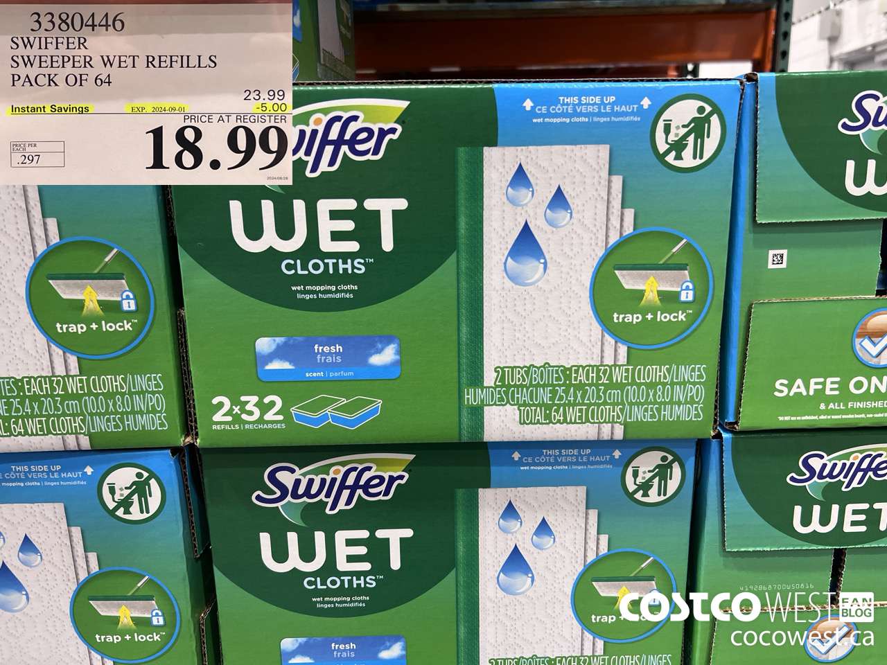 3380446 SWIFFER SWEEPER WET REFILLS PACK OF 64 ($5.00 INSTANT SAVINGS EXPIRES ON 2024-09-01) $18.99