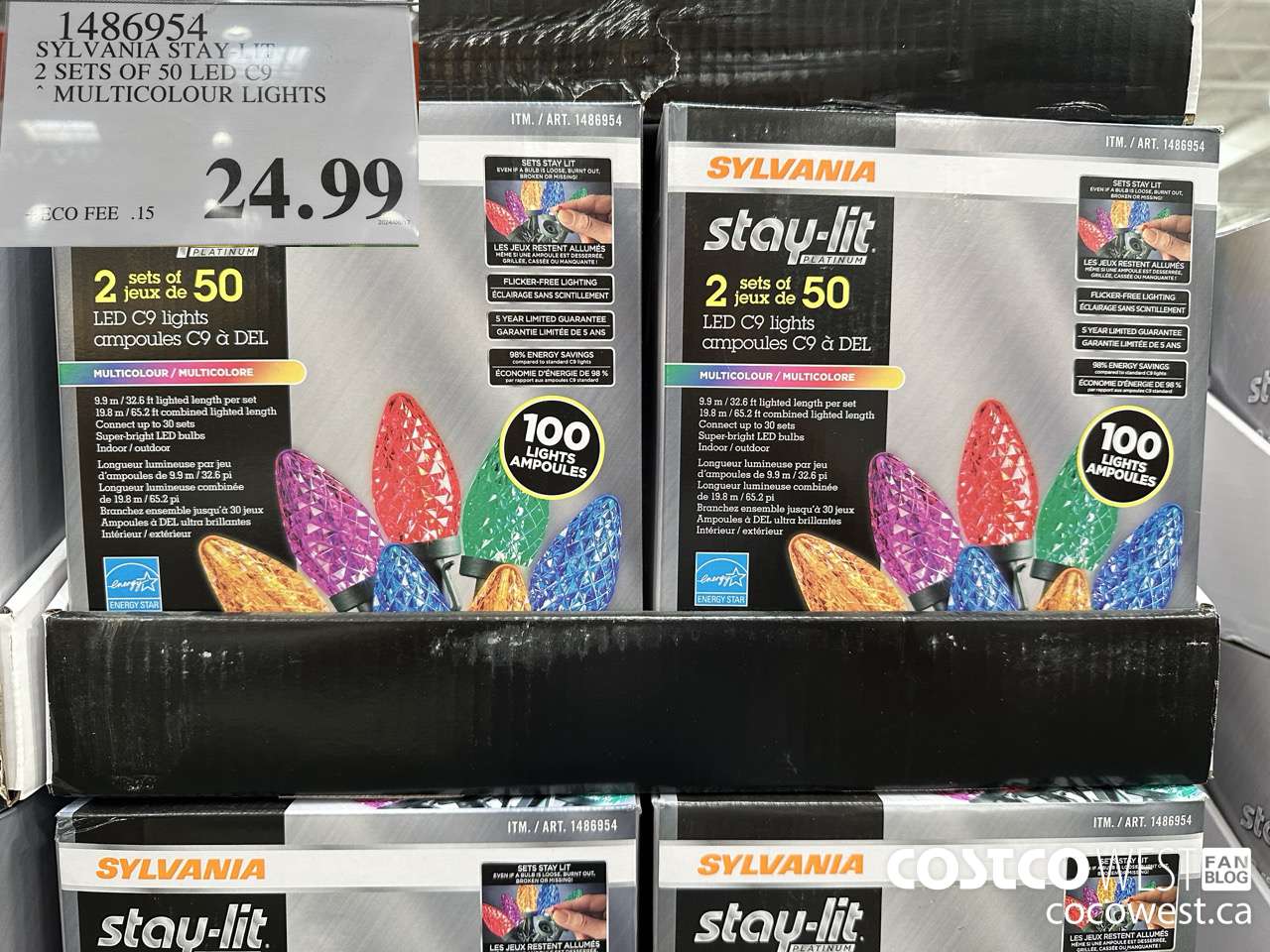 1486954 SYLVANIA STAY-LIT 2 SETS OF 50 LED C9 MULTICOLOURED LIGHTS $24.99