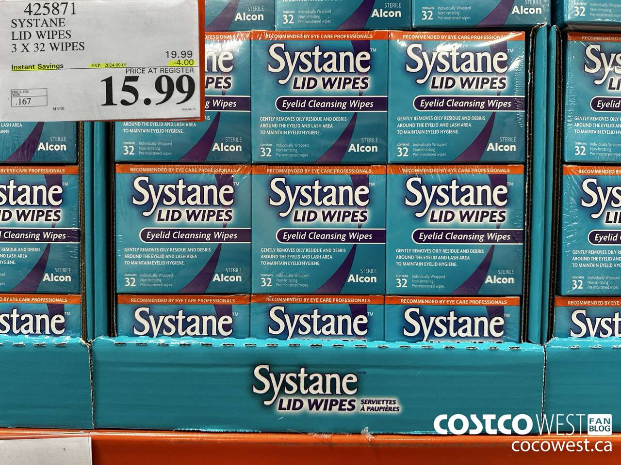 425871 SYSTANE LID WIPES 3 X 32 WIPES ($4.00 INSTANT SAVINGS EXPIRES ON 2024-09-01) $15.99