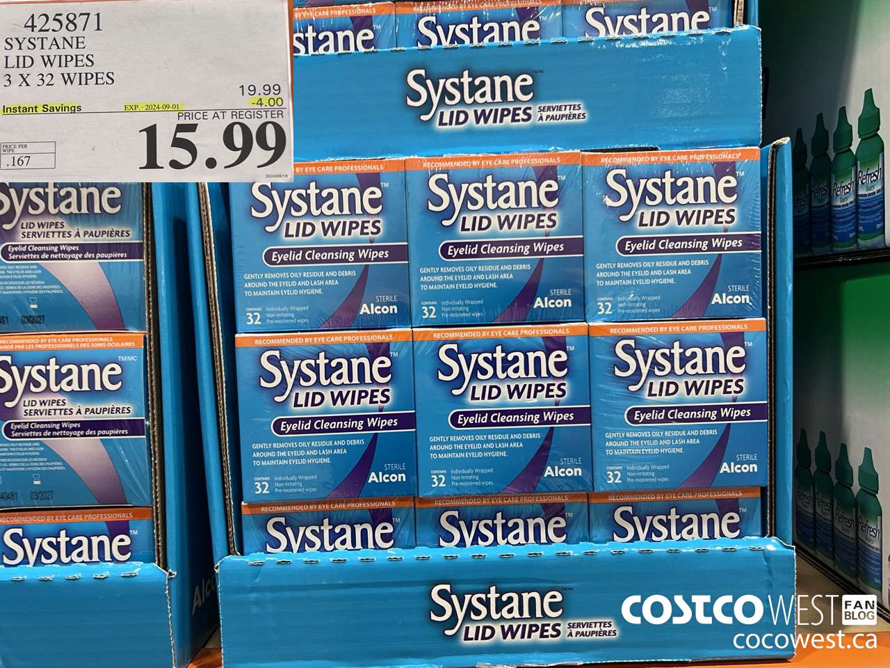 425871 SYSTANE LID WIPES 3 X 32 WIPES ($4.00 INSTANT SAVINGS EXPIRES ON 2024-09-01) $15.99
