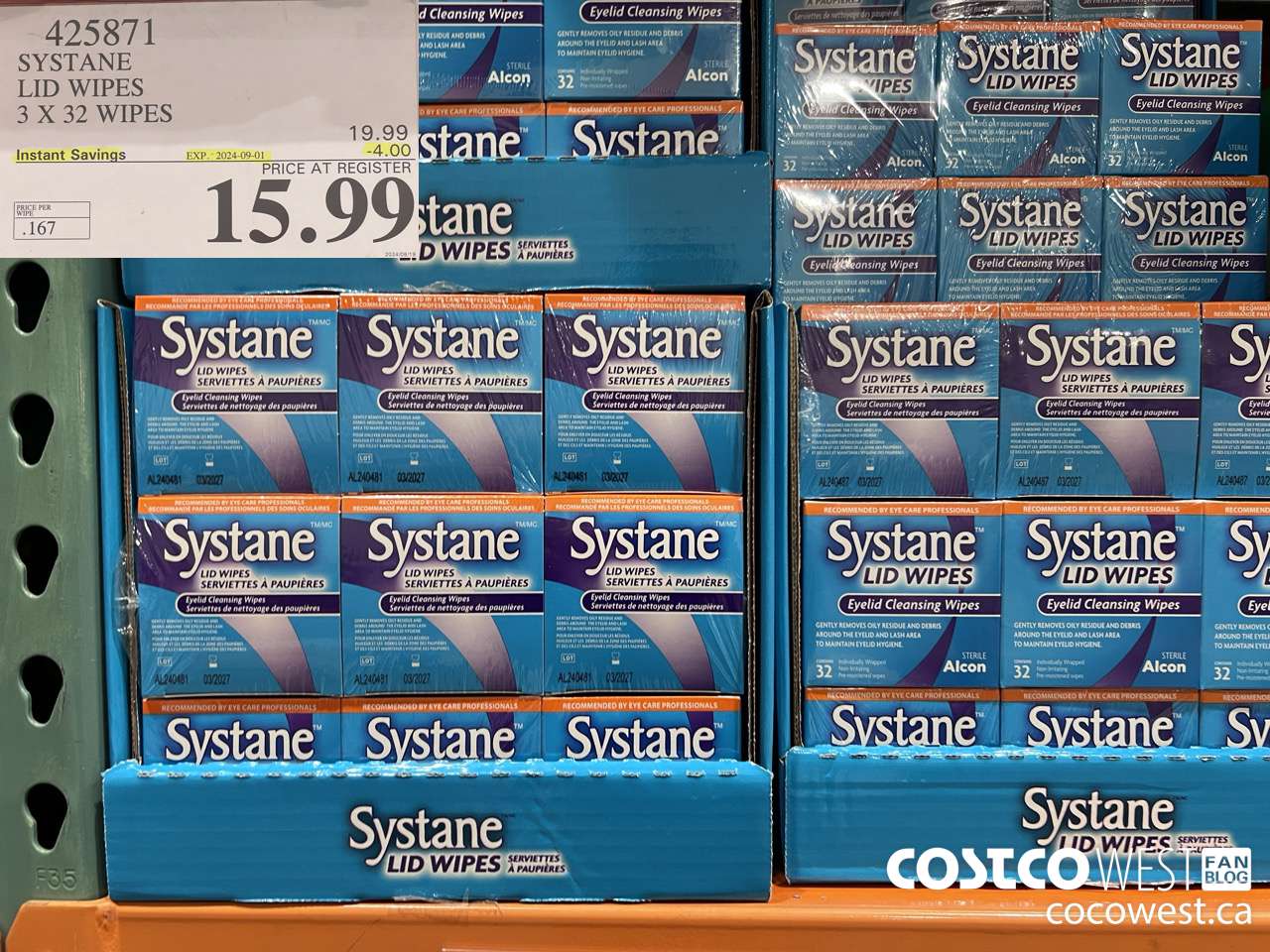 425871 SYSTANE LID WIPES 3 X 32 WIPES ($4.00 INSTANT SAVINGS EXPIRES ON 2024-09-01) $15.99