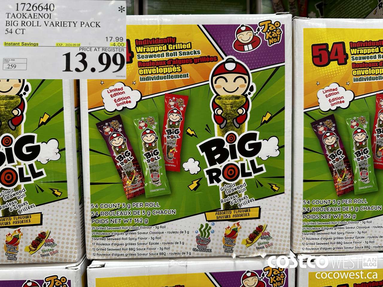 1726640 TAOKAENOI BIG ROLL VARIETY PACK 54 CT ($4.00 INSTANT SAVINGS EXPIRES ON 2024-09-08) $13.99
