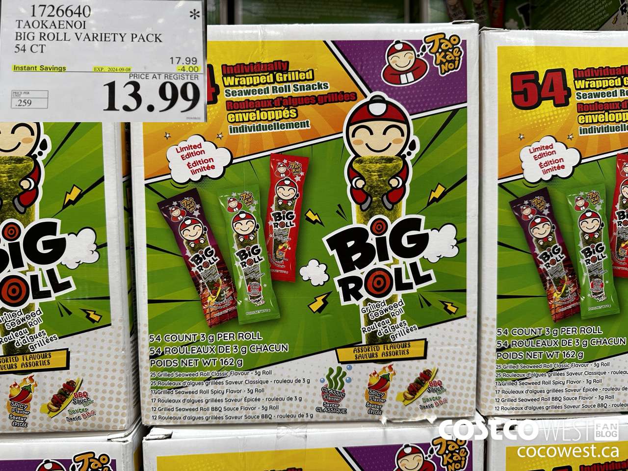 1726640 TAOKAENOI BIG ROLL VARIETY PACK 54 CT ($4.00 INSTANT SAVINGS EXPIRES ON 2024-09-08) $13.99