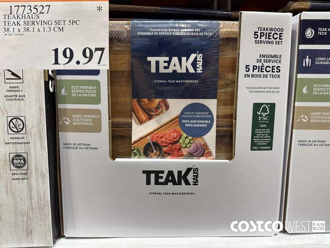 1773527 TEAKHAUS TEAK SERVING SET 5PC 38.1 x 38.1 x 1.3 CM  $19.97