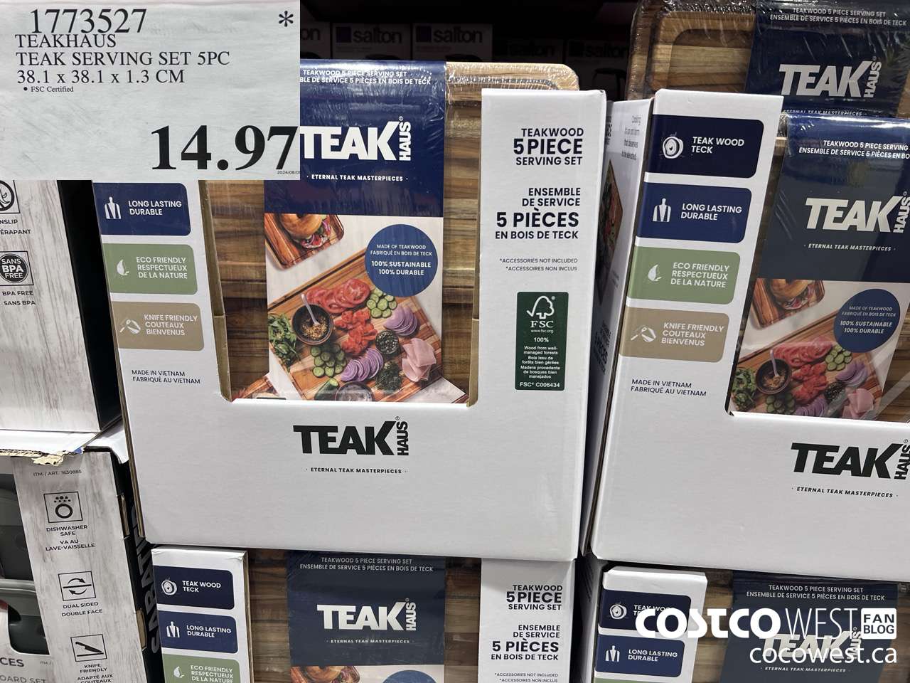 1773527 TEAKHAUS TEAK SERVING SET 5PC 38.1 x 38.1 x 1.3 CM  $14.97