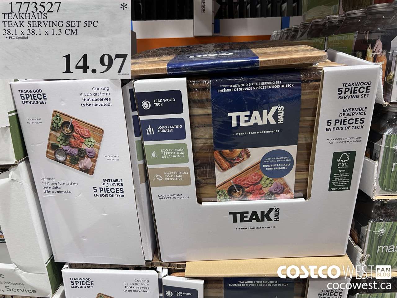 1773527 TEAKHAUS TEAK SERVING SET 5PC 38.1 x 38.1 x 1.3 CM  $14.97