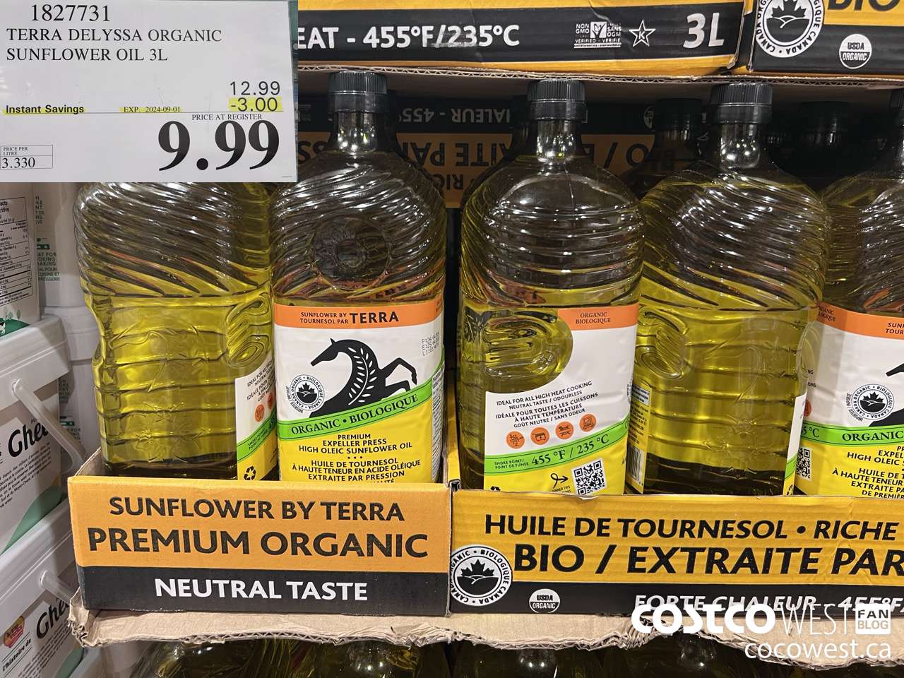 1827731 TERRA DELYSSA ORGANIC SUNFLOWER OIL 3L ($3.00 INSTANT SAVINGS EXPIRES ON 2024-09-01) $9.99