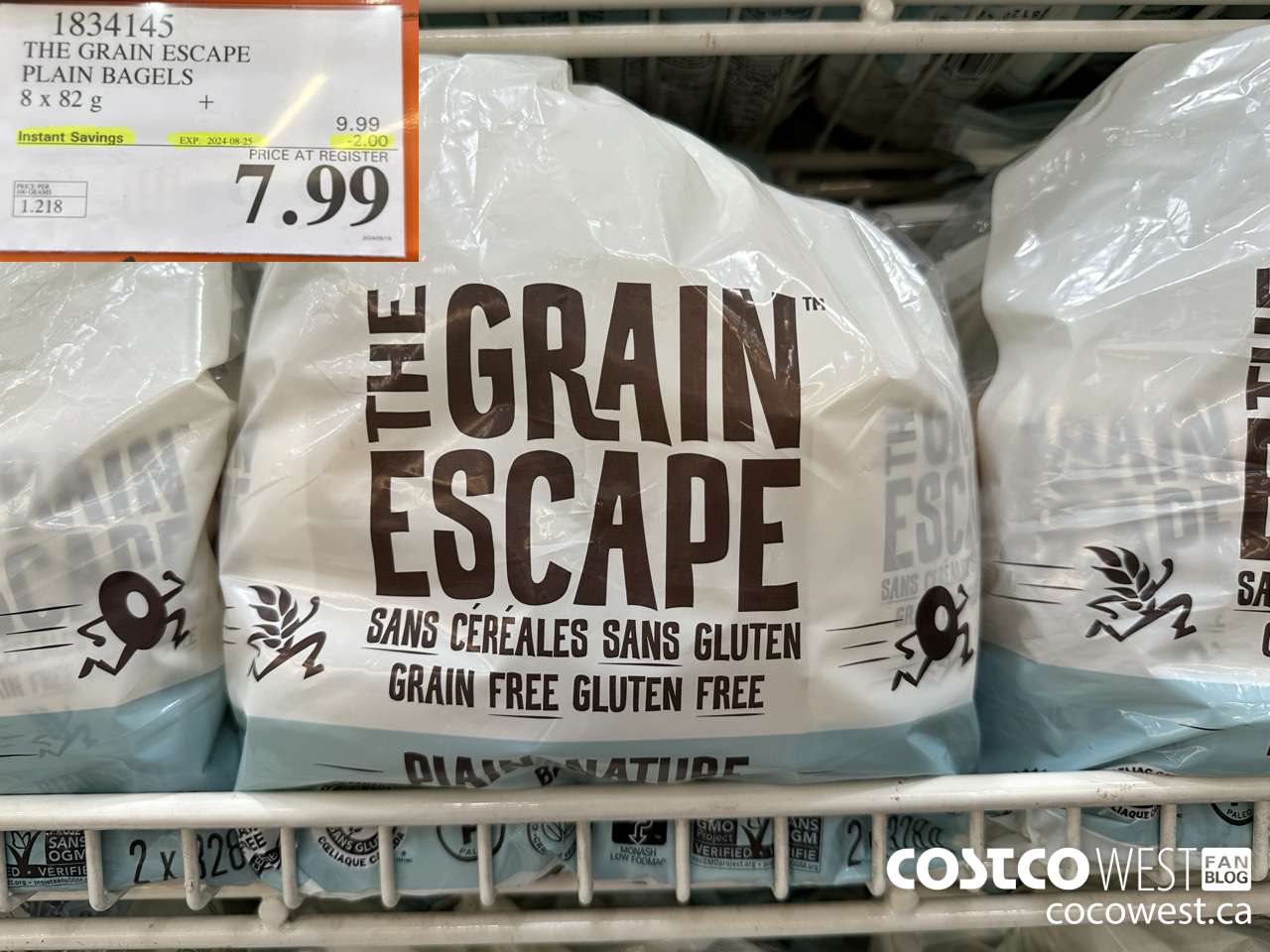 1834145 THE GRAIN ESCAPE PLAIN BAGAELS 8 X 82G ($2.00 INSTANT SAVINGS EXPIRES ON 2024-08-25) $7.99