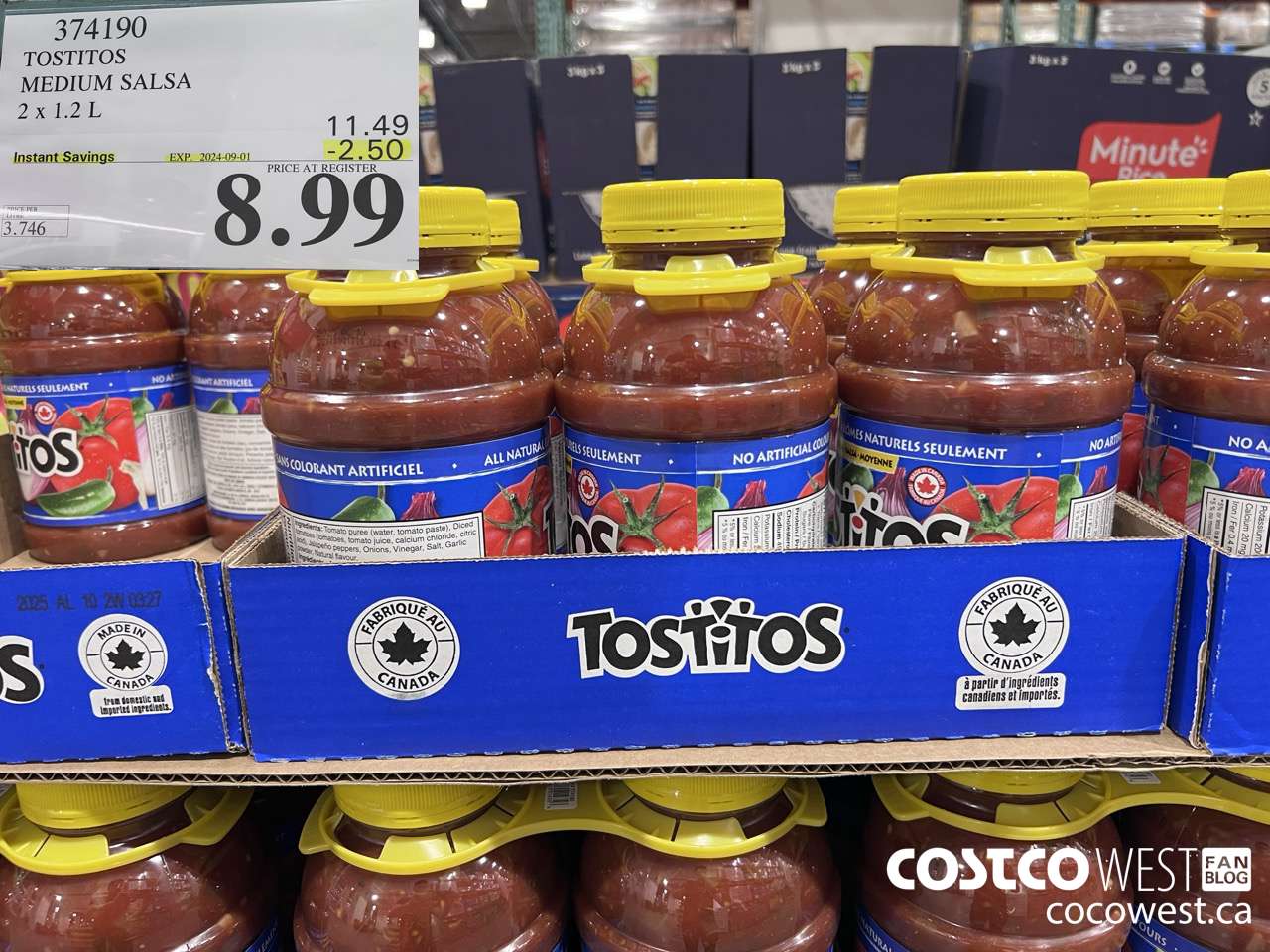 374190 TOSTITOS MEDIUM SALSA 2 X 1.2 L ($2.50 INSTANT SAVINGS EXPIRES ON 2024-09-01) $8.99